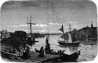 Le port de Ratan dans les années 1870. Dessin à Ny Illustrerad Tidning.