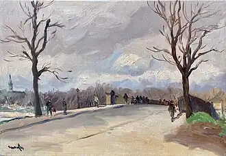 « L’Entrée du pont d’Argenteuil », 1933, huile sur toile, 38x55 cm. Collection privée.