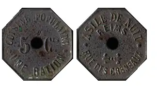 Jeton de l'Asile de Nuit.