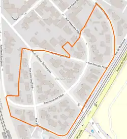 Contour Cité-jardin Mulhouse sur carte OpenStreetMap.