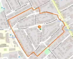 Contour de la Cité-jardin Gauthier sur carte OpenStreetMap