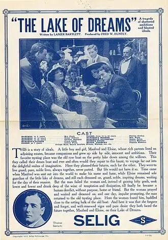 Description de l'image Release flier for THE LAKE OF DREAMS, 1912.jpg.
