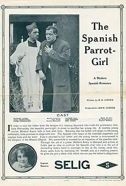 Description de l'image Release flier for THE SPANISH PARROT-GIRL, 1913.jpg.
