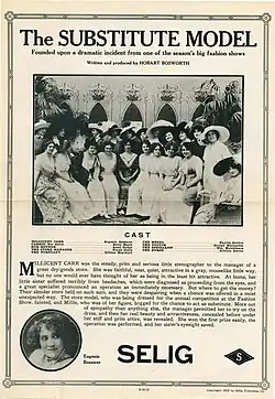 Description de l'image Release flier for THE SUBSTITUTE MODEL, 1912.jpg.