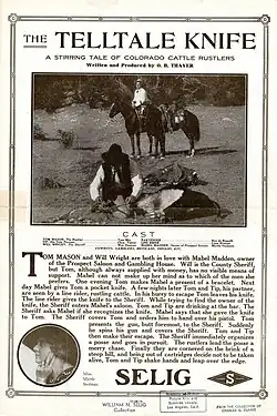 Description de l'image Release flier for THE TELLTALE KNIFE, 1911.jpg.