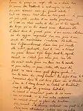 Manuscrit autographe avec une écriture de jeunesse ; texte en vers.