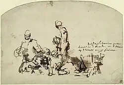 Rembrandt, Jupiter avec Philémon et Baucis, dessin, 1655, Berlin.