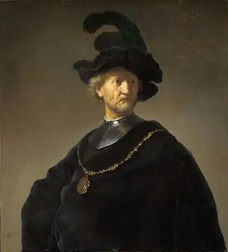 Rembrandt,L'Officier au grand manteau à la chaîne d'or (1631)