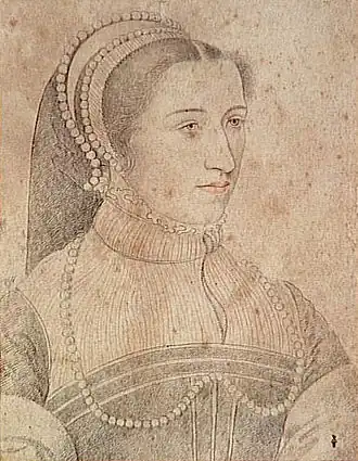 Portrait de Renée de Rieux, dessin de la Renaissance.