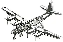 image de l'avion en écorché, montrant notamment l'(intérieur de la cabine.