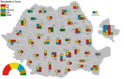 Sièges de sénateurs par Județ