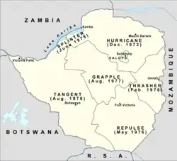 Carte des opérations en Rhodésie.