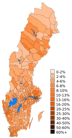 Carte des résultats des Libéraux.