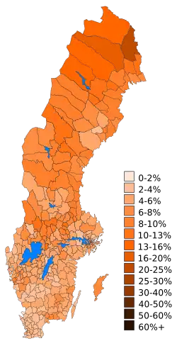 Carte des résultats du Parti de la gauche.