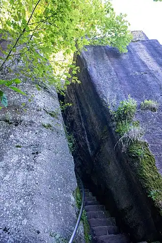 Passage du Rimrock Trail, sentier reliant une plage sur l'Allegheny  à un point de vue sur la rivière.