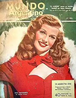 Rita Hayworth à la une du magazine argentin Mundo Argentino en 1946.