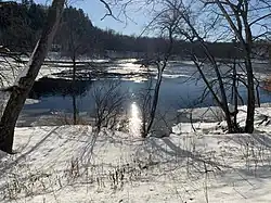 Eau libre en janvier, rang des Forges, Sainte-Geneviève-de-Batiscan