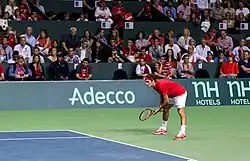 Federer contre Fognini durant la Coupe Davis 2014.