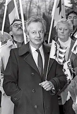 Roland Béguelin lors d'une réunion du Rassemblement Jurassien en 1991.