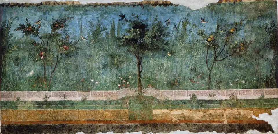 Peinture de jardin de la Villa Livia, palais Massimo alle Terme à Rome.
