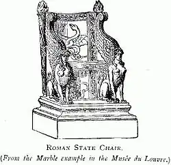 Trône romain avec des côtés massifs.