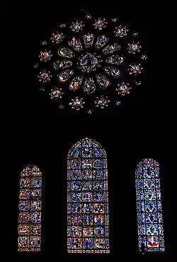 Rosace ouest : l'Arbre de Jessé est en bas à droite.