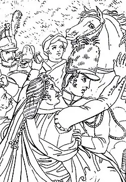 Charles Normand, Clémence de S. M. l'Empereur et Roi, envers M.&nbsp;de Saint-Simon, détail d'une gravure d'après le tableau de Jacques Augustin Catherine Pajou.