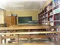 L'ancienne classe de l'école fermée.