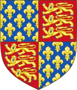 Écartelé, en 1 et 4 d'azur semé de lys d'or, en 2 et 3, de gueules aux trois léopards d'or.