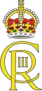 Monogramme de Charles III, coiffé de la couronne des Tudor.