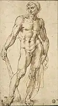 dessin de Rubens, pouvant représenter l'Hercule de Michel-Ange.