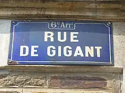 Panneau de la rue Gigant