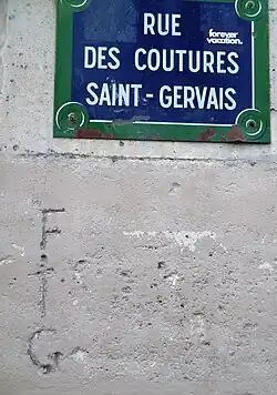 Rue des Coutures St-Gervais limite du fief des hospitalières Saint-Gervais