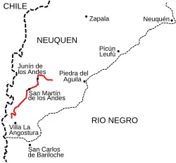 Portion de la RN 40 entre Junín de los Andes et Villa La Angostura en province de Neuquén y compris la Route des Sept Lacs.