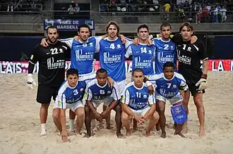 Sébastien Maté en équipe de France de beach soccer.