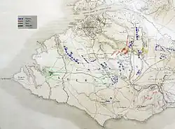 Baie et ville de Kamiech (en vert), représentées sur le plan du génie français publié par Niel.