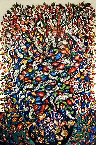 Grand Bouquet au vase noir et fond bleu (1929), collection particulière.