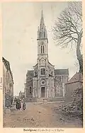 L'église paroissiale Saint-Pierre au début du XXe&nbsp;siècle (carte postale colorisée).