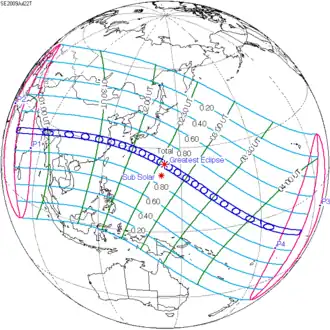 Carte de l'éclipse générale