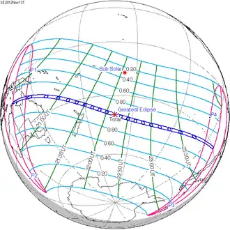 Carte de l'éclipse générale