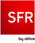 Deuxième version du deuxième logo de SFR accompagné de la mention by Altice (« par Altice »).