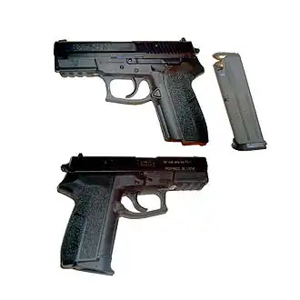 Le pistolet semi-automatique Sig Sauer SP 2022, arme de service.