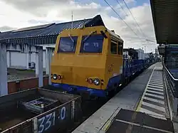 Draisine "SNCF Réseau" sur un train de travaux en Gare de Poissy
