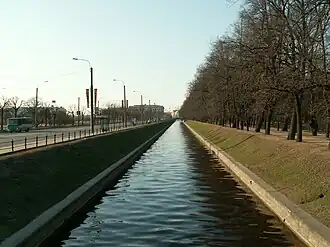 Le Canal des Cygnes à Saint-Pétersbourg. Le jardin d'été sur la rive droite.