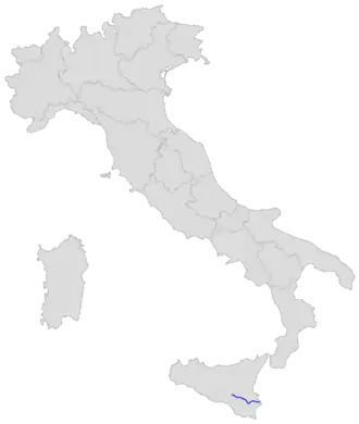 Parcours de la route sur une carte de l'Italie