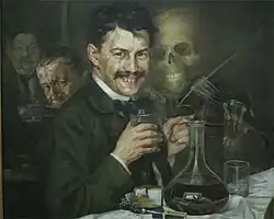 Stevan Aleksić, Autoportrait dans une kafana, 1901