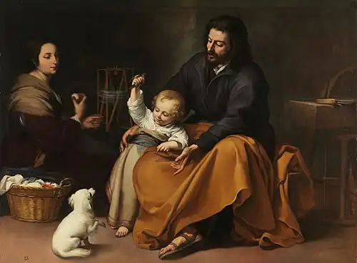 Sainte Famille au petit oiseau, Bartolomé Esteban Murillo (v. 1650), musée du Prado.