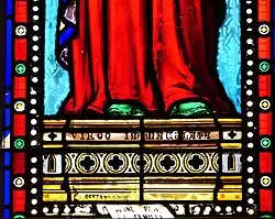 Signature de Louis-Victor Gesta sur le vitrail de l'Immaculée Conception.