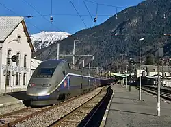 TGV hivernal, sur la relation Paris – Saint-Gervais.