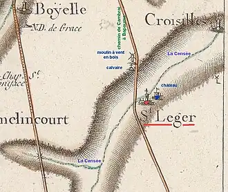 La carte de Cassini du secteur vers 1750.
